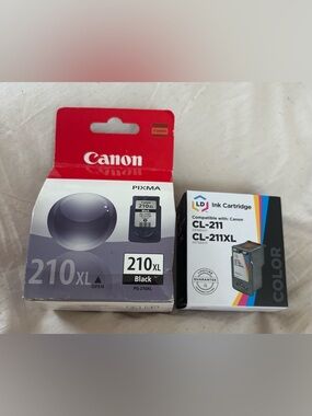 BUNDLE Genuine Canon Pixma 210XL Black & one compatible with Canon 211 Color
